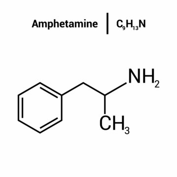 chemical structure of Amphetamine (C9H13N)