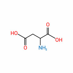 chemical structure of Aspartic acid (C4H7NO4)