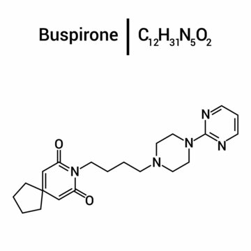 Chemical Structure Of Buspirone (C21H31N5O2)