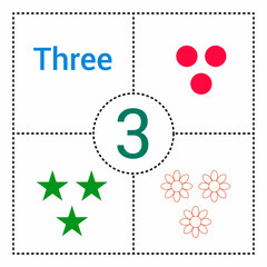 count number three flashcard for kids