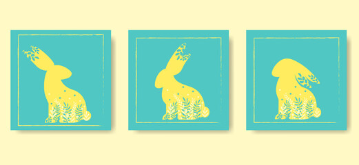 Happy Easter Set of greeting cards, posters