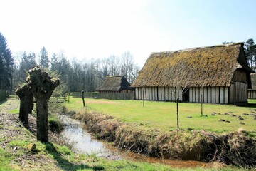 Fototapeta na wymiar view with old barns Bokrijk, Belgium