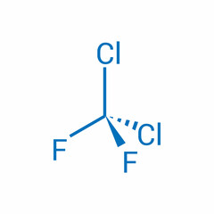 chemical structure of Dichlorodifluoromethane (Freon-12) CCl2F2