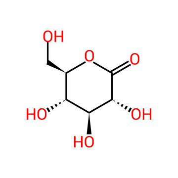 chemical structure of Glucono delta-lactone (C6H10O6)
