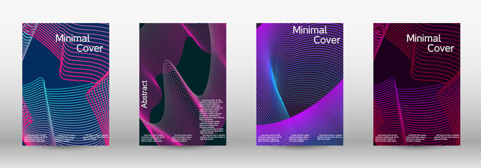Minimum vector coverage. A set of modern abstract covers. Modern abstract background. Future futuristic template with abstract current forms for banner design, poster, booklet, report, magazine.