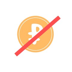 The fall of the Russian ruble. Ruble down. A coin with the ruble symbol in a doodle style. Sanctions against Russia. The economic crisis.