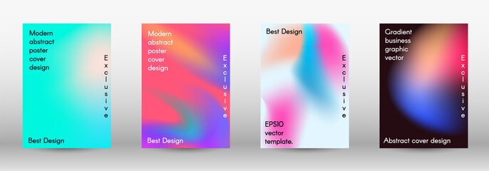 Set for liquid. Holographic abstract backgrounds.  Bright mesh blurred pattern in pink, blue, green tones.  Fashionable advertising vector in retro for book, annual, mobile interface, web application.