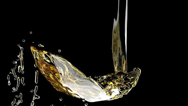 Oil stream jet gold liquid Water drop falling Fluid art super slow motion 1000 FPS 4k