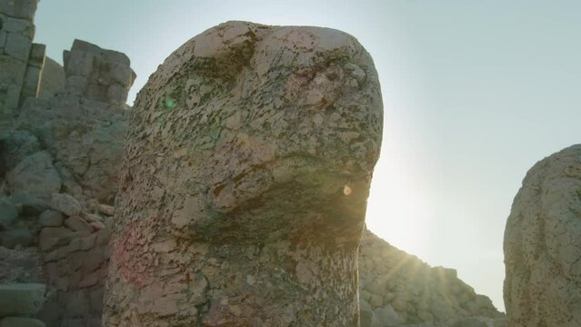 Mount Nemrut Tumulus monuments in the mausoleum of King Antiochus I. dating back to 1st century BC, place is First Degree Archaeological Site in Adıyaman, Turkey as a part of UNESCO World Heritage.