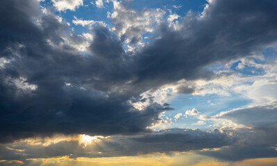 Cloudy skies in the evening