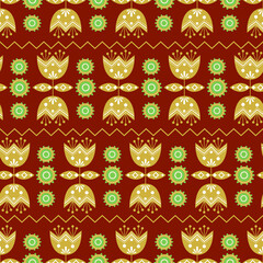 Seamless pattern. Scandinavian folk style, flat style. Flowers, plants, nature. Element for design and illustrations.