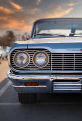 American car, chevrolet impala sunset sweden 1964 - obrazy, fototapety, plakaty