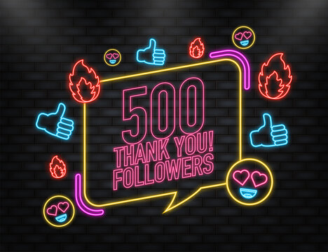 Thank you 500 followers on yellow background. White background. Vector design. Flat design. Social media.