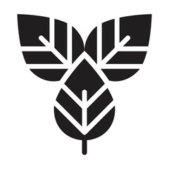 Leaf icon vector glyph symbol for nature, ecology and environment in a flat color glyph illustration