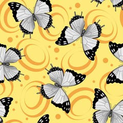 Seamless pattern. Butterflies and geometry. Vintage. Element for design and illustrations.