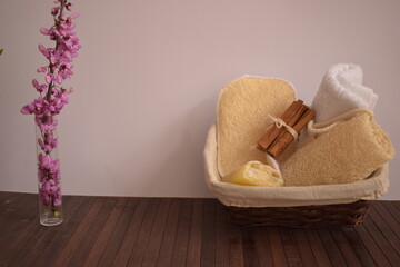Luffa, natural exfoliant for skin care.