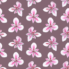 Set of watercolor design elements from flowers collection. Background for wallpaper, stationery, fabric, gift wrapping.
