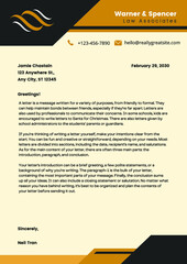 Yellow and Black Professional Company Law Firm Letterhead