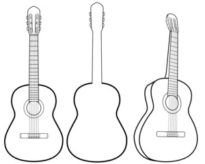 Set of Acoustic guitar isolated on white background. Vector illustration