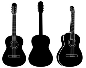 Set of Acoustic guitar isolated on white background. Vector illustration - obrazy, fototapety, plakaty
