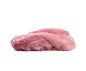 Fresh juicy pork meat on a white background.