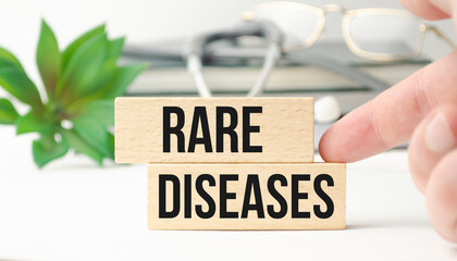Rare diseases inscription words. Medical concept of unusual disorders.