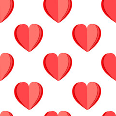 Fototapeta na wymiar Seamless pattern with hearts, theme for lovers, red hearts, white background
