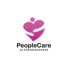 People Care Heart Shaped Logo Design Template. Symbol of care for fellow human beings, solidarity human concept vector illustration, humanitarian activities