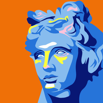 Vector illustration. Statue. Portrait people