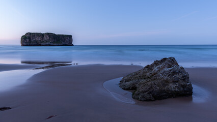 Naklejka premium sunset landscape of the beach of Andrin in Euskadi Spain