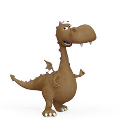 baby dragon cartoon is talking about in a white background