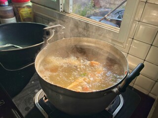 cooking in the kitchen