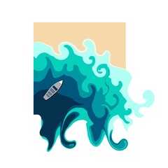 image of the beach, water pours out from the edges