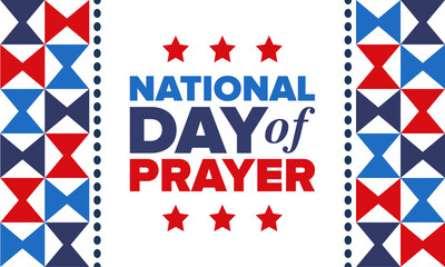 Obraz na płótnie Canvas National Day of Prayer in United States. First Thursday of May. Annual day when Americans turn to God in prayer and meditation. Poster, card, banner and background. Vector illustration
