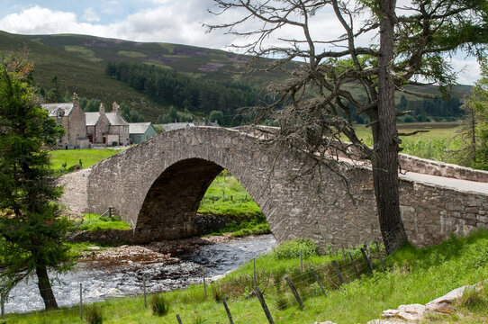 Old stone bridge with high arch in Scotland