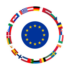National flags EU countries in the circle - obrazy, fototapety, plakaty