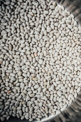 dry white beans in a pot