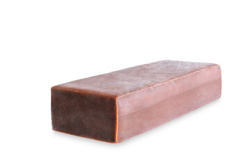 Vanilla mousse chocolate glaze candy bar on a white isolated background