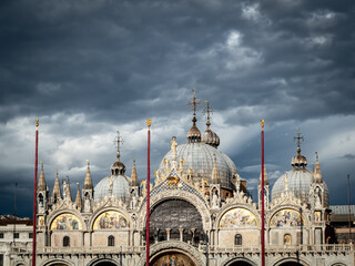 details of st mark basilica in stormy weather