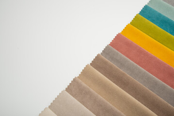 Upholstery fabric samples. colored pieces of fabric