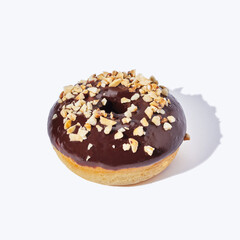 Chocolate donut on white background