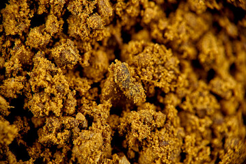 ground coffee macro microscope close-up medium grinding roasting placer