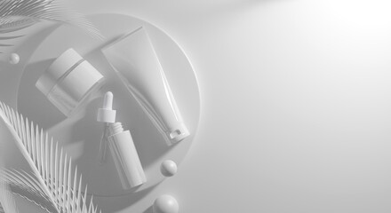 skin care serum cream lotion cosmetic bottle, 3d rendering illustration mockup, medical spa ...