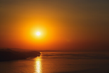 Beautiful sunset ocean horizon landscape. sunset horizon sea view. Sea sunset view