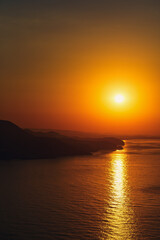 Beautiful sunset ocean horizon landscape. sunset horizon sea view. Sea sunset view