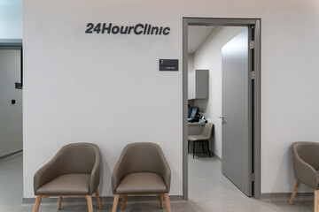 24 hour clinic  in modern hospital with decoration.