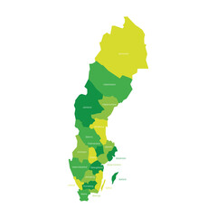 Sweden - administrative map of counties © pyty