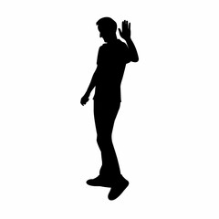 a man waving , body silhouette vector