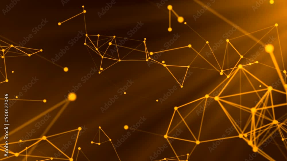 Poster moving molecular chains in computer. motion. 3d lines in plexuses move in computer space. geometric 