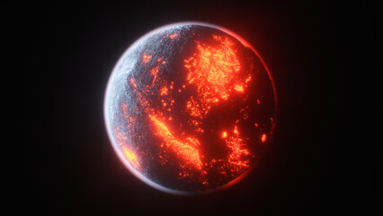 a lava planet somewhere in the universe (3d rendering) - obrazy, fototapety, plakaty